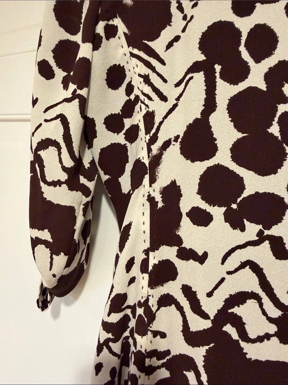 Tory Burch Brown and Cream Animal-Print Wrap Dress